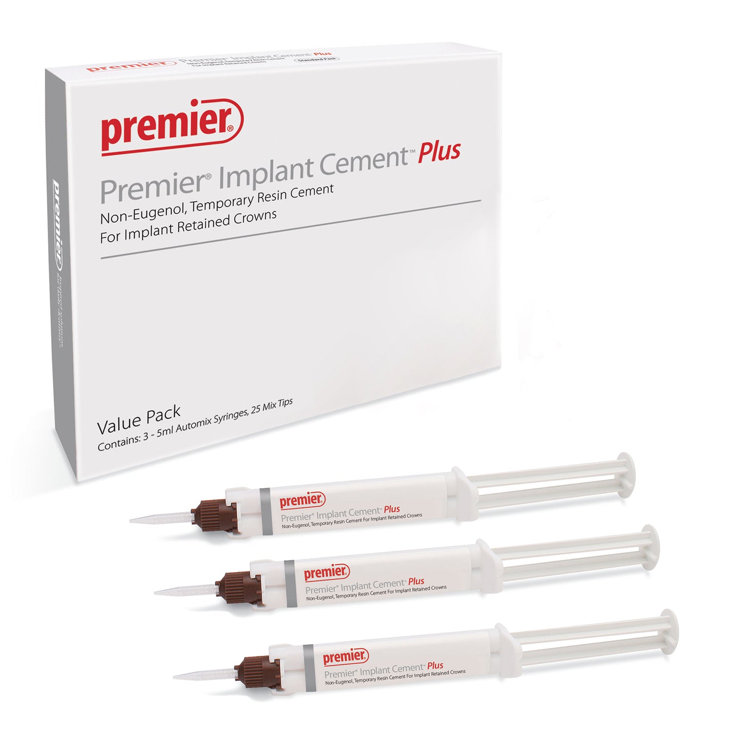 Premier Dental 3001555 Implant Cement Plus Value Packs Syringe Pink 3/Pk 5 mL Premier Dental 3001555 Implant Cement Plus Value Packs Syringe Pink 3/Pk 5 mL